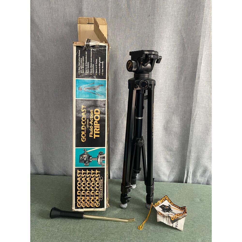 Vintage Gold Coast GT-400 Fluid-Action Tripod with Box Excellent Condition